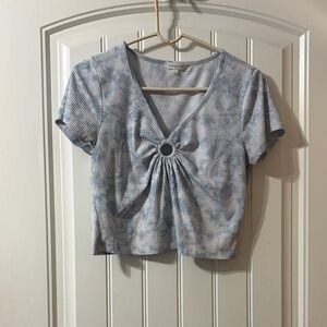 Ultra Flirt Light Blue Tie-Dye Crop Top
